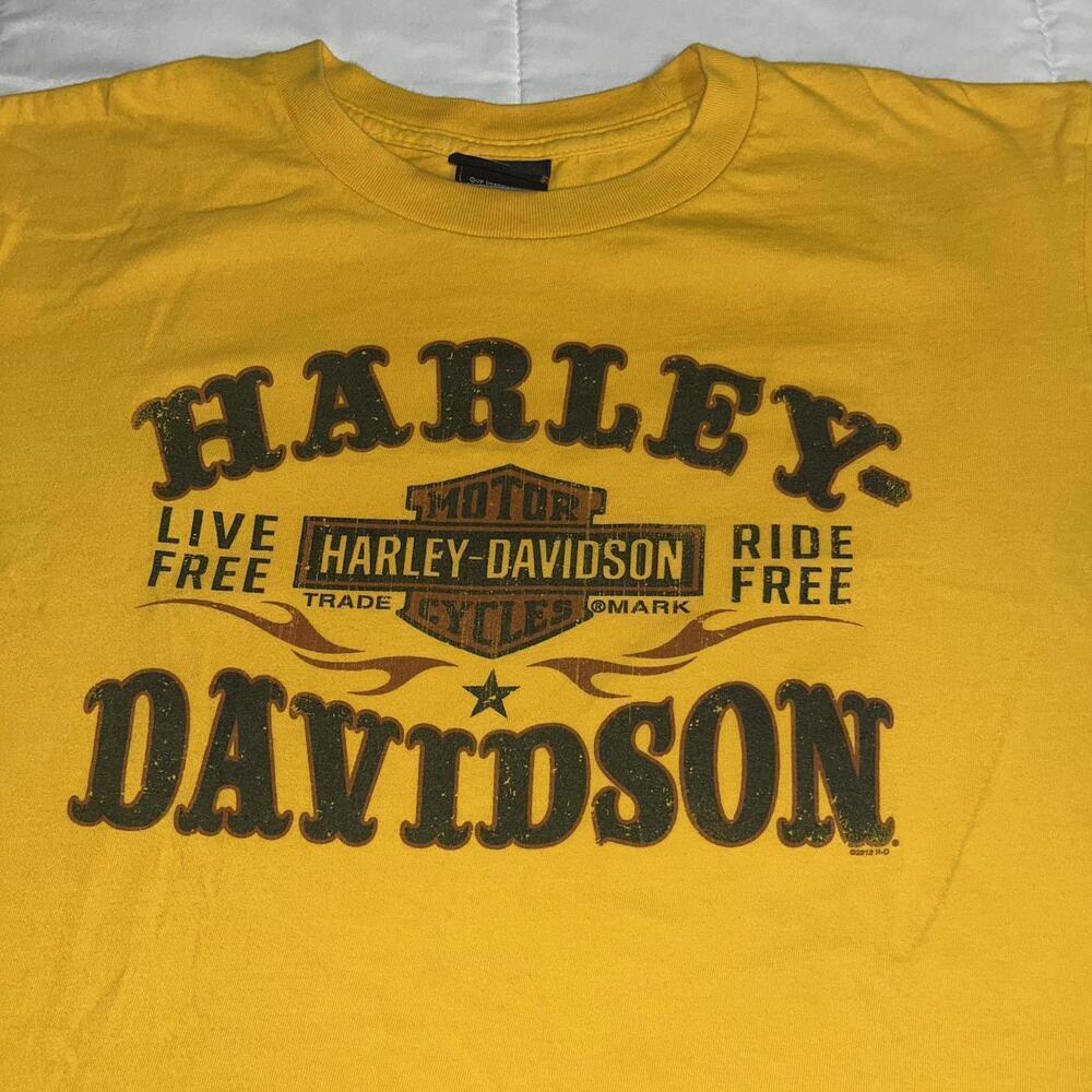 Vintage Harley-Davidson Men’s L Sauk Prairie “Live Free ride free” Yellow TShirt - Picture 5 of 7